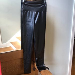 Black faux leather leggings